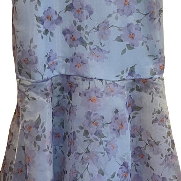 Lulus Pure Splendor Organza Trumpet Maxi Dress Womens Size M Light Blue Floral - Picture 4 of 12